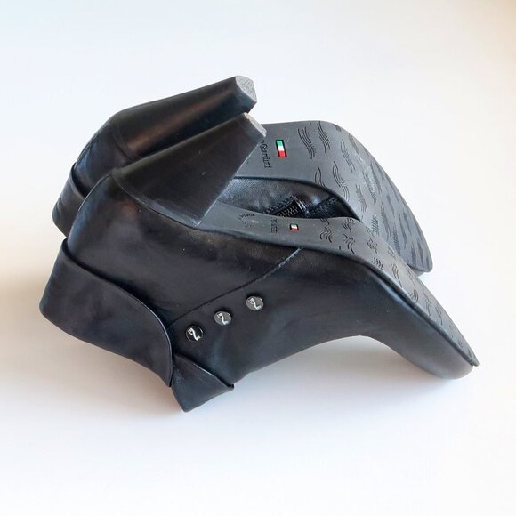 Nero Giardini Black Leather AlmondToe Tapered Sturdy Heel Ankle Boots Booties - Picture 15 of 16